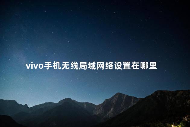 vivo手机无线局域网络设置在哪里，vivo手机无线局域网络怎么连接